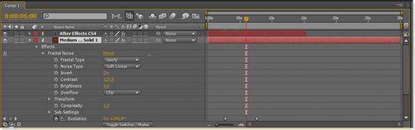Tаймлайн программы Adobe After Effects CS4